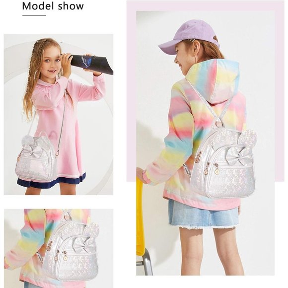 Bowknot Polka Dot Mini Backpack And Convertible Shoulder Bag Purse for Women - Picture 7 of 7